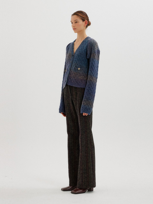 [EENK] Tag Bolero & Vest Set Cardigan - Purple Multi