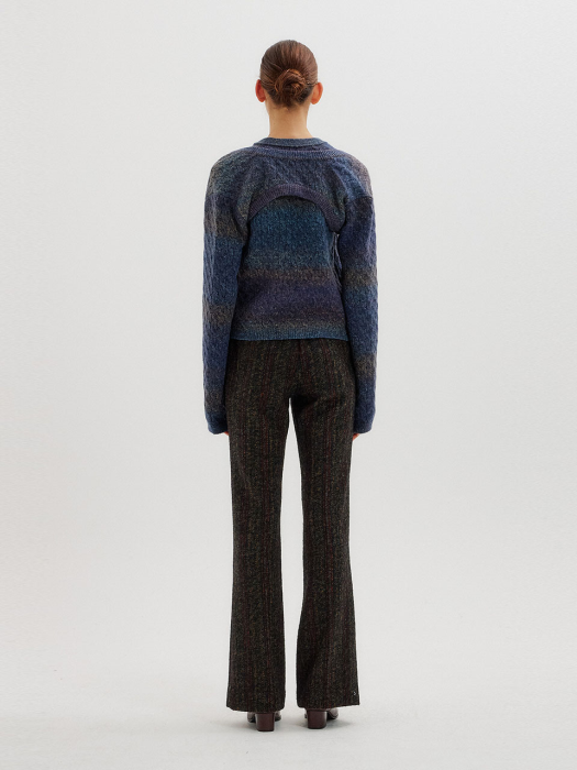 [EENK] Tag Bolero & Vest Set Cardigan - Purple Multi