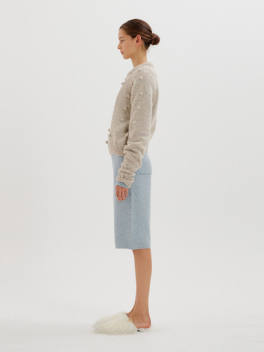Eenk Tomtom Pompom Knit Pullover - Light Grey