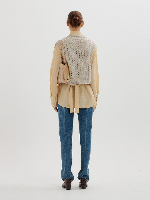 Eenk Tobi V-neck Short Vest - Beige Multi