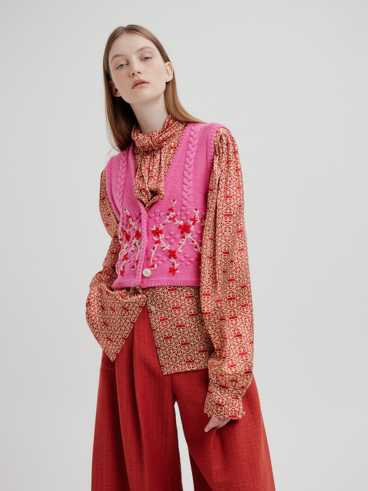 [EENK] Tita Short Knit Vest - Pink