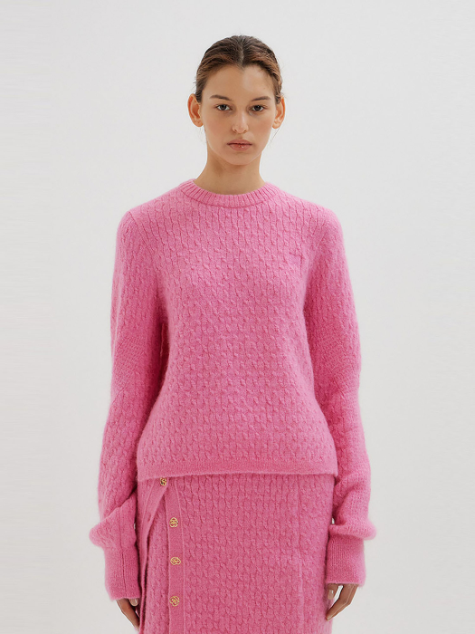 Eenk Toki Cable Knit Pullover - Pink