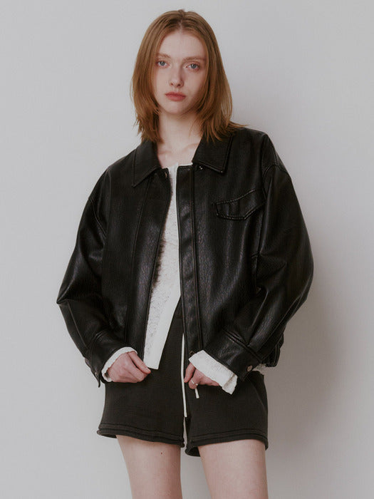 Raive Faux Leather Blouson Jacket