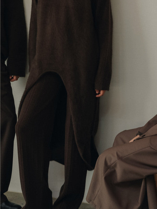 [moia] ribbed knit pants (brown)