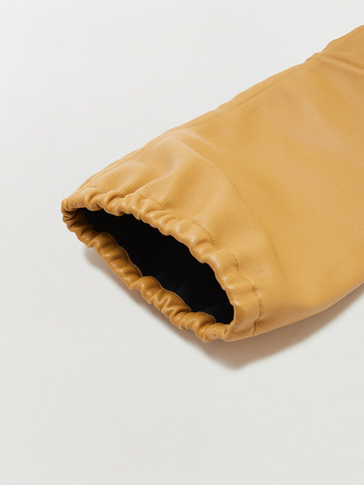 [EENK] Tia Leather-trimmed Thigh High Boots - Beige