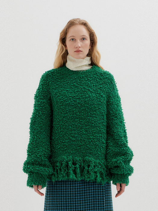 Eenk Tree Fringed Knit Pullover - Green