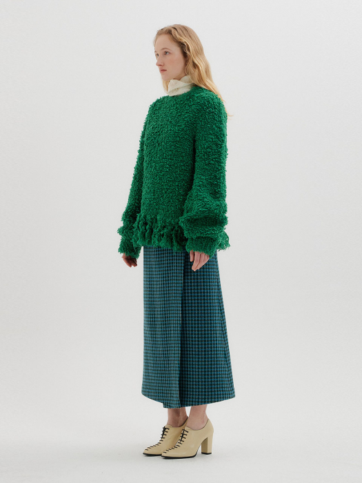 Eenk Tree Fringed Knit Pullover - Green