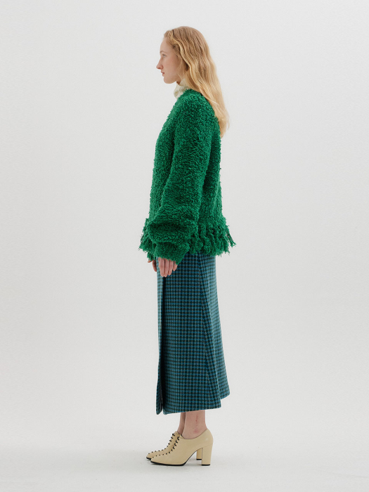 Eenk Tree Fringed Knit Pullover - Green