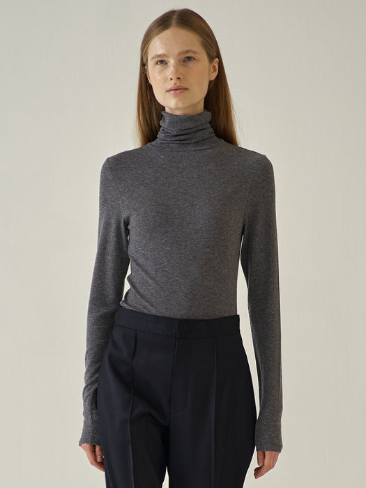 Facade Pattern Wool Roll-Neck Top