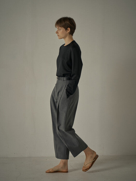 Round Wool Pants - Charcoal