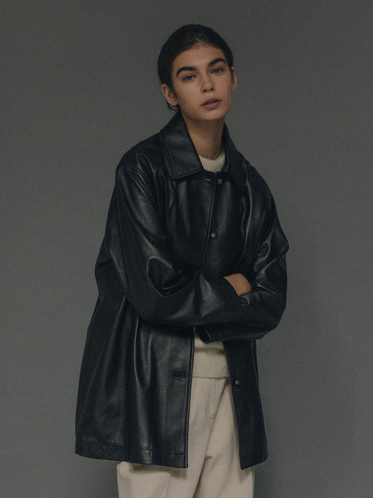 [nothing written] Jain leather jacket (Black)