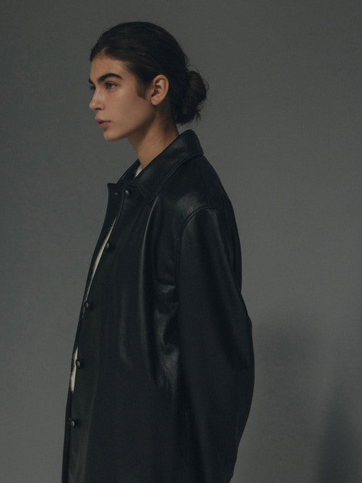 [nothing written] Jain leather jacket (Black)