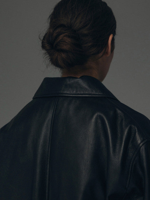 [nothing written] Jain leather jacket (Black)