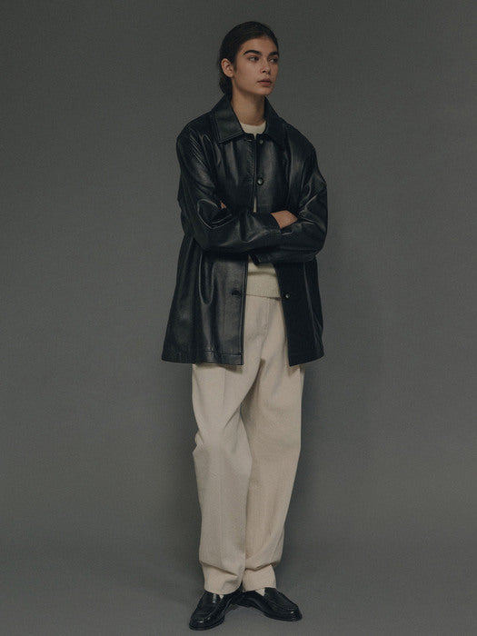 [nothing written] Jain leather jacket (Black)