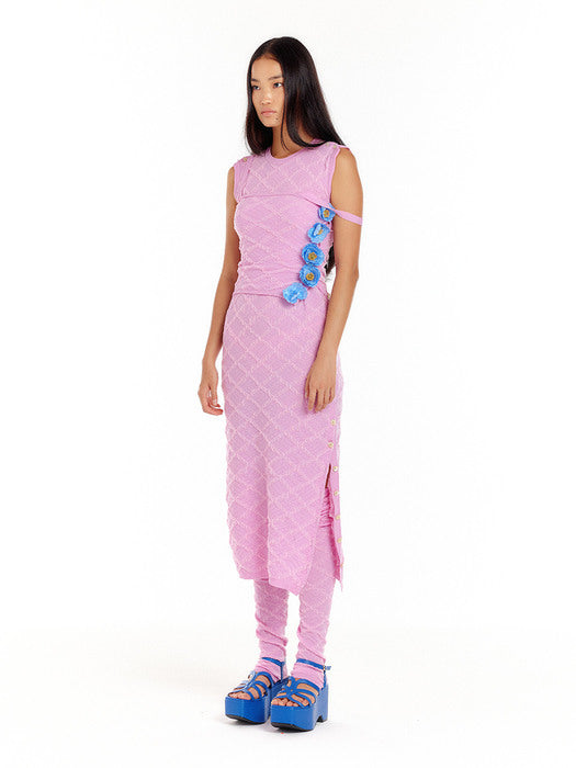 Eenk Logo Jacquard Sleeveless Knit Top - Light Pink