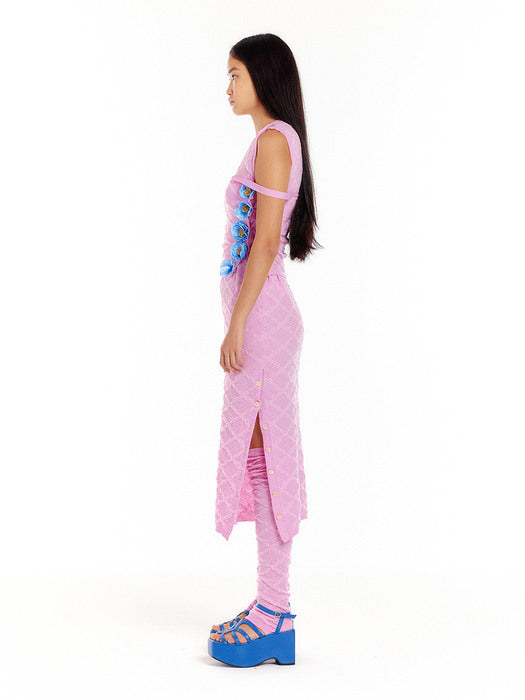 Eenk Logo Jacquard Sleeveless Knit Top - Light Pink