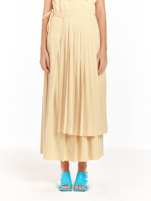 Eenk Pleated Layer Skirt - Light Yellow