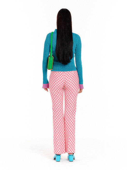 Eenk Straight Pants - Pink Check