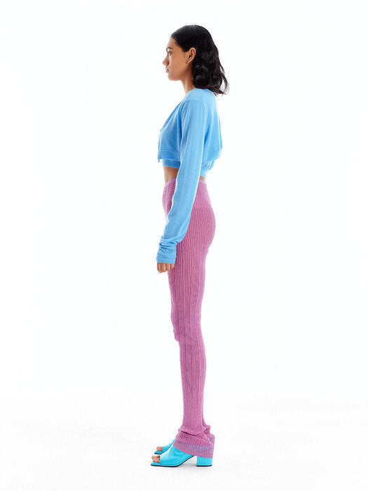 Eenk Shimmering Sheer Knit Leggings - Pink