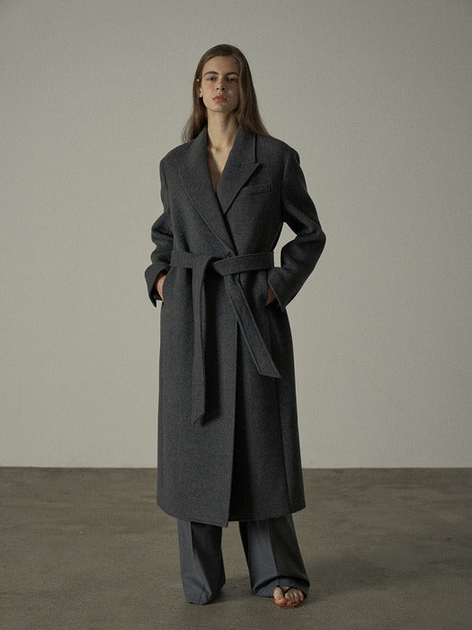 Belted Cashmere Coat_charcoal
