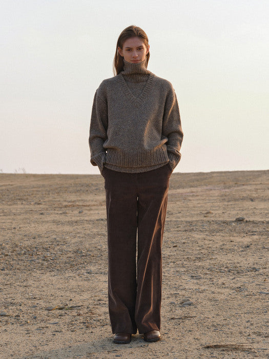 [moia] scot v-neck knit (taupe)