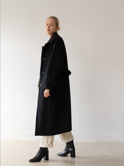 Kindersalmon Cashmere Single Coat Black