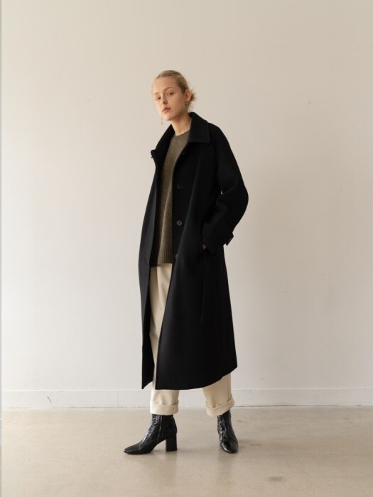 Kindersalmon Cashmere Single Coat Black