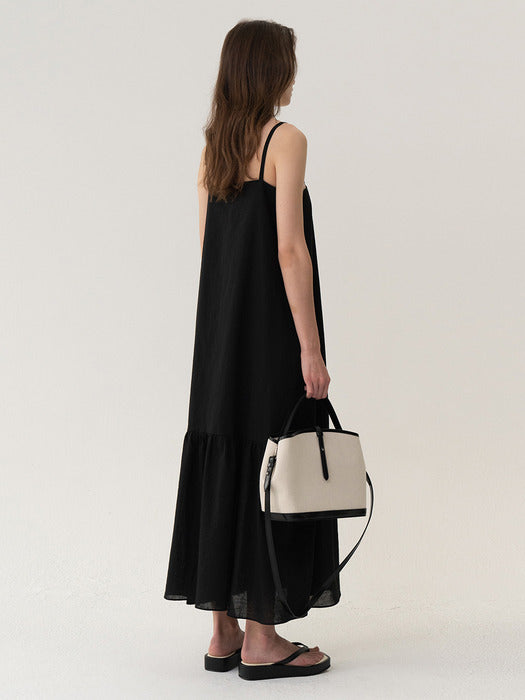 Kindersalmon Leather-Trimmed Canvas Crossbody Ecru