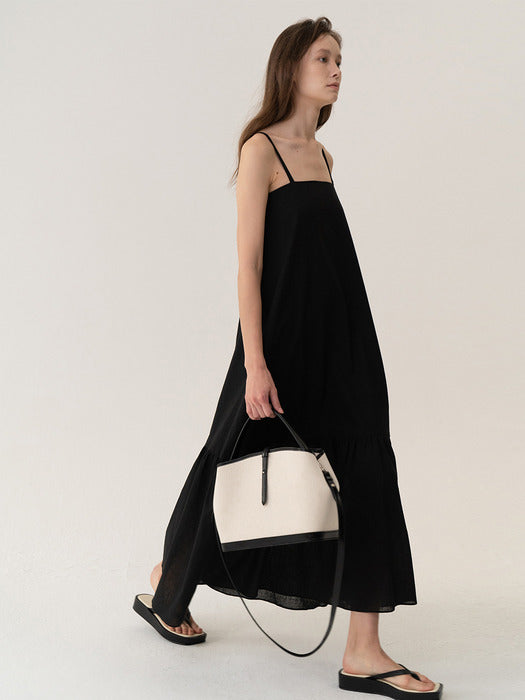 Kindersalmon Leather-Trimmed Canvas Crossbody Ecru
