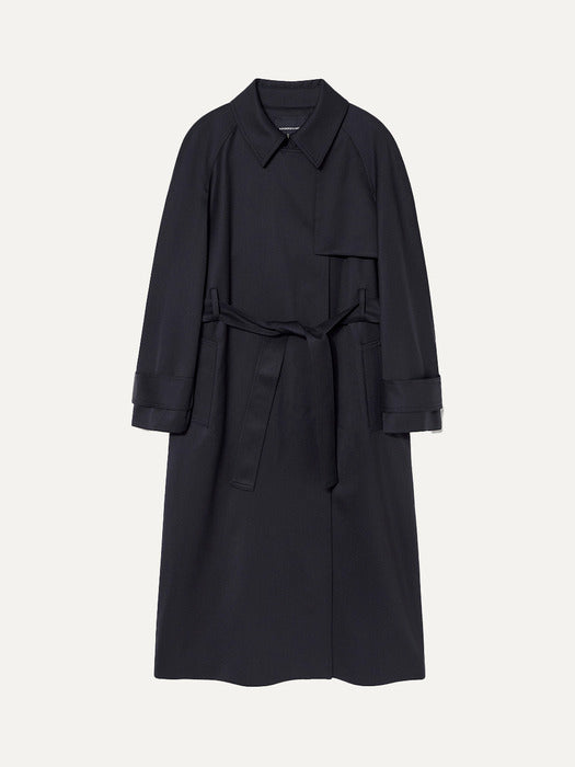 Kindersalmon Simple Trench Coat Navy