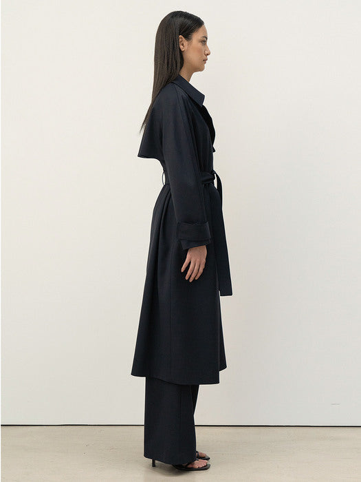 Kindersalmon Simple Trench Coat Navy
