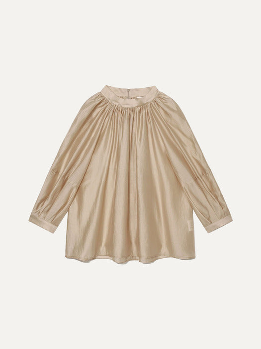 Kindersalmon Gathered Neck Blouse Toast