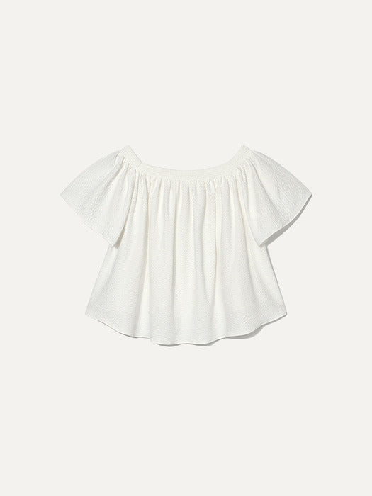 Kindersalmon Wavy Smocked Blouse White