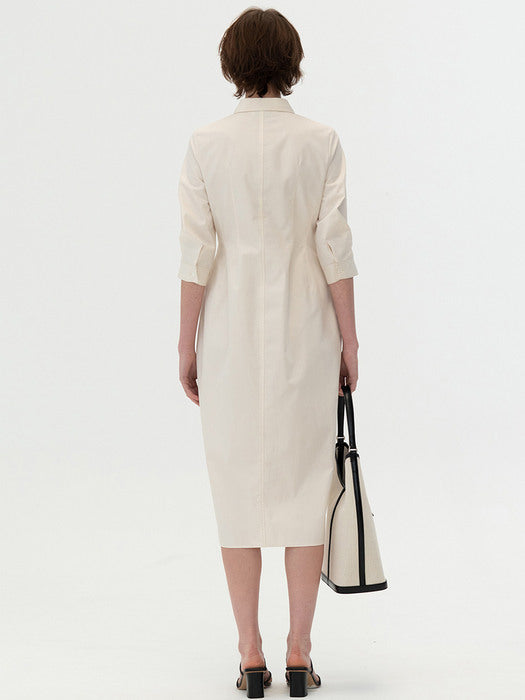 Kindersalmon Original Silhouette Shirt Dress Cream