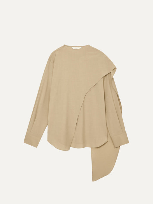 Kindersalmon Draped Scarf Blouse Cinnamon