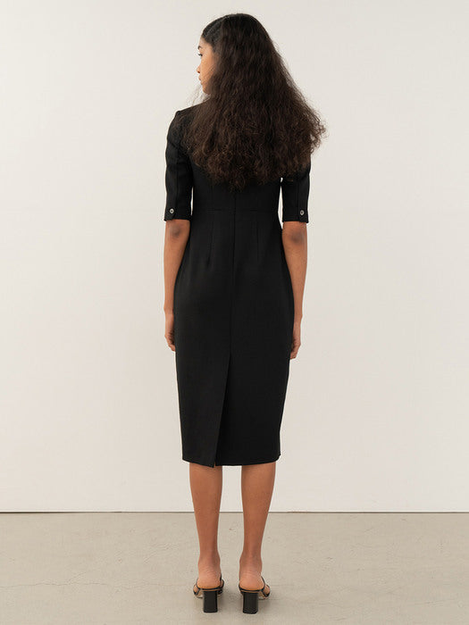Kindersalmon Wool 100 Draped Shape Dress Black