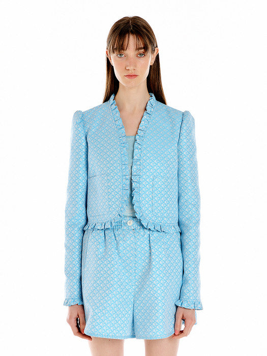 Eenk Uromi Frilled Short Jacket - Light Blue