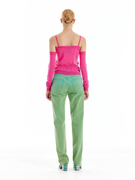 Eenk Uneva Asymmetric Front Denim Pants - Green