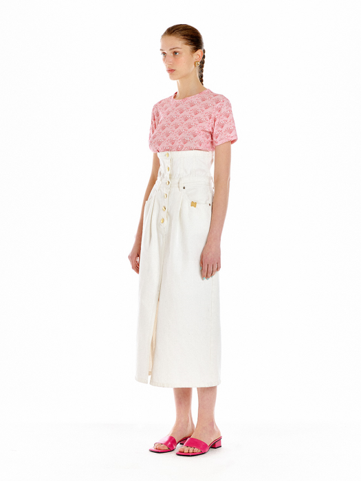 Eenk Uplift High-Rise Denim Skirt - White