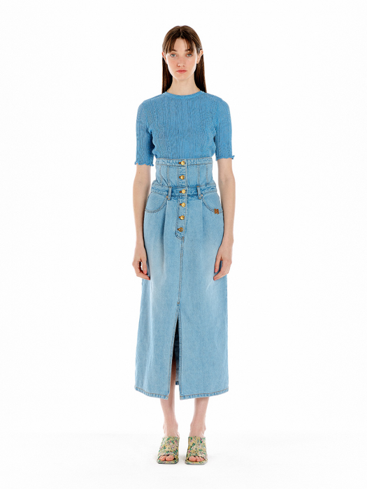 Eenk Uplift High-Rise Denim Skirt - Denim Blue