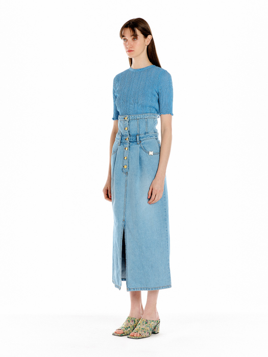 Eenk Uplift High-Rise Denim Skirt - Denim Blue
