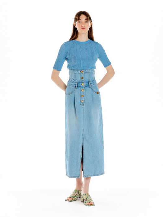 Eenk Uplift High-Rise Denim Skirt - Denim Blue