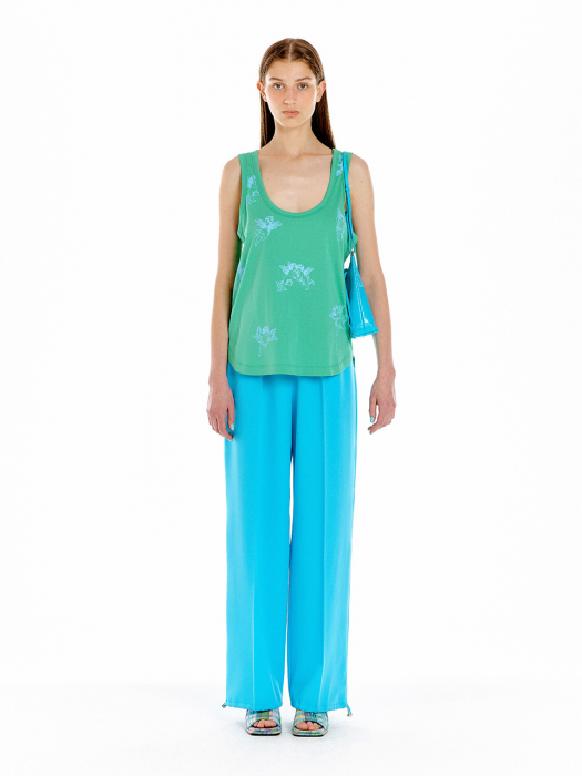 Eenk UP Drawstring hem wide-leg Pants - Sky Blue