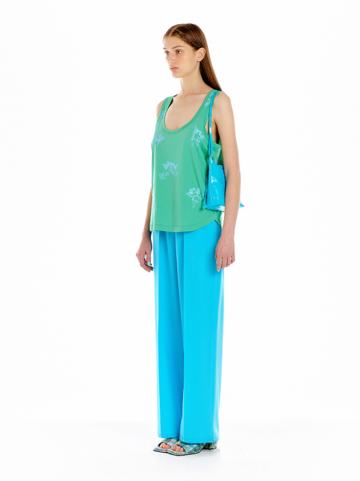 Eenk UP Drawstring hem wide-leg Pants - Sky Blue