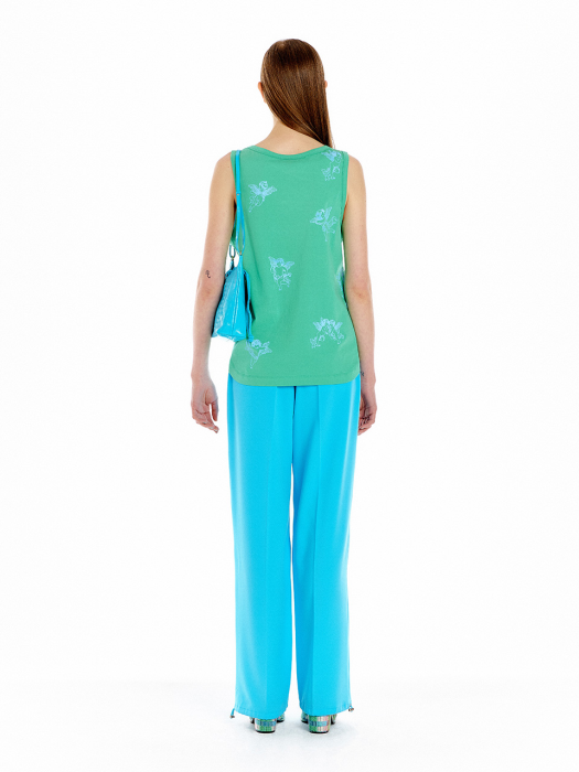 Eenk UP Drawstring hem wide-leg Pants - Sky Blue