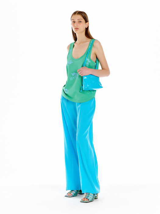 Eenk UP Drawstring hem wide-leg Pants - Sky Blue
