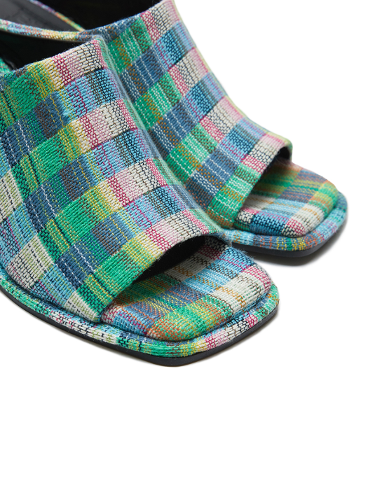 Eenk Unky Chunky Heeled Sandals - Green Multi