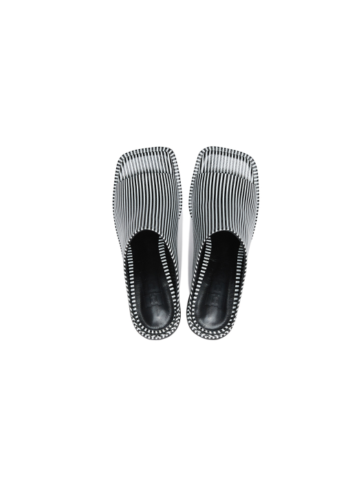 Eenk Unky Chunky Heeled Sandals - Black/White Stripe