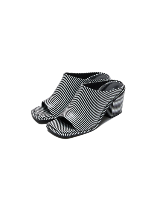 Eenk Unky Chunky Heeled Sandals - Black/White Stripe