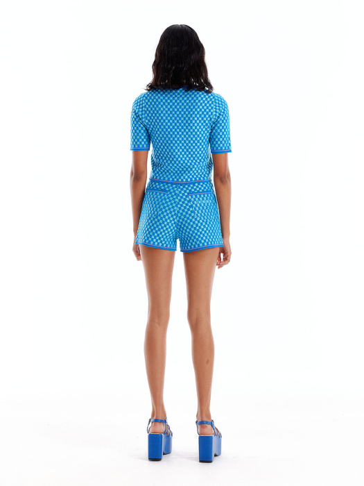 Eenk Ultrix Gingham Knit Shorts - Blue